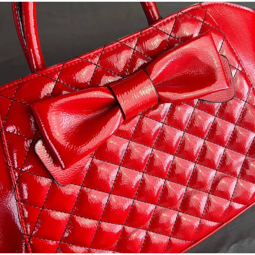 Betsey Johnson Bow Satchel in Red Girlhoodcore Twee Flirty Bold